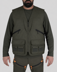 Gilet da Caccia Masseria art 14 Impermeabile Verde/Arancio Fluo
