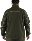 Giacca Masseria In Pile Zip Lunga 08 Verde/Arancio Fluo