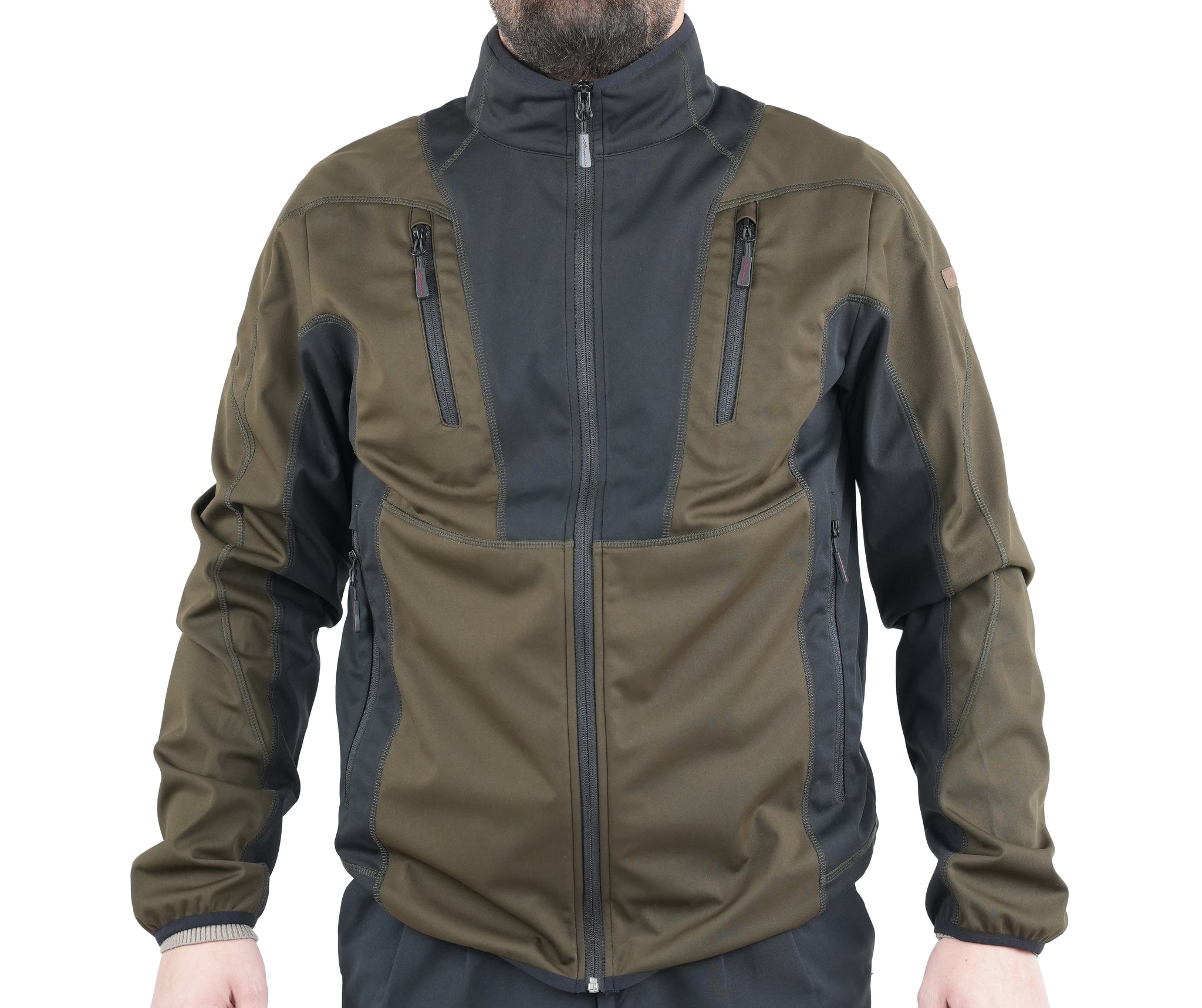 Giacca Masseria Outdoor Microshell Zip Intera 63 Verde/Arancio Fluo