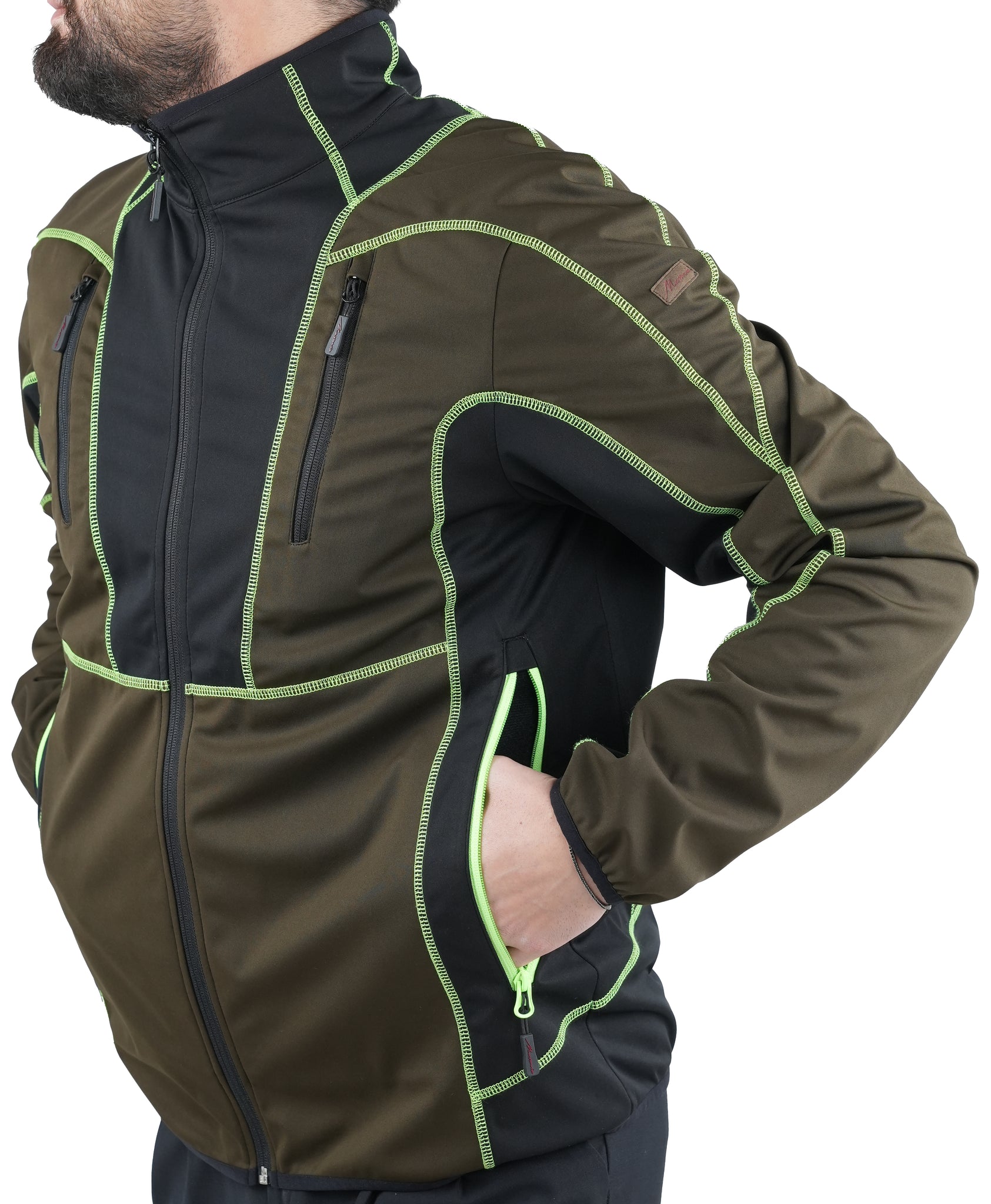 Giacca Masseria Outdoor Microshell Zip Intera 63 Verde Fluo