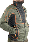 Giacca Masseria Outdoor Microshell Zip Intera 63 Verde/Arancio Fluo