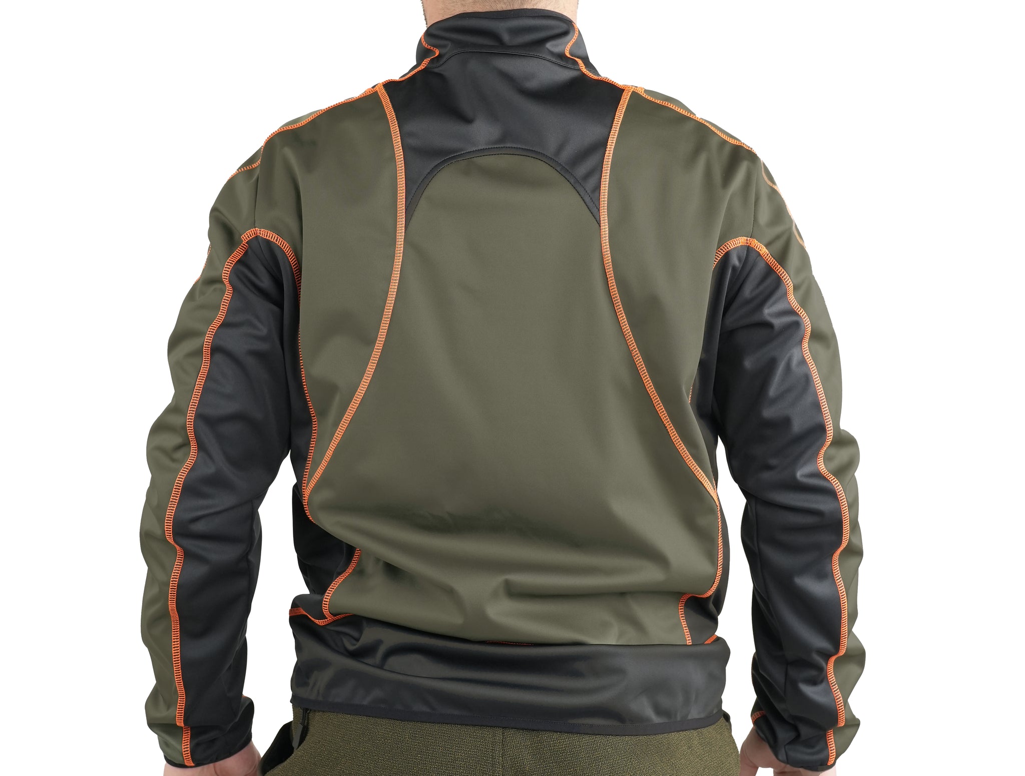 Giacca Masseria Outdoor Microshell Zip Intera 63 Verde/Arancio Fluo