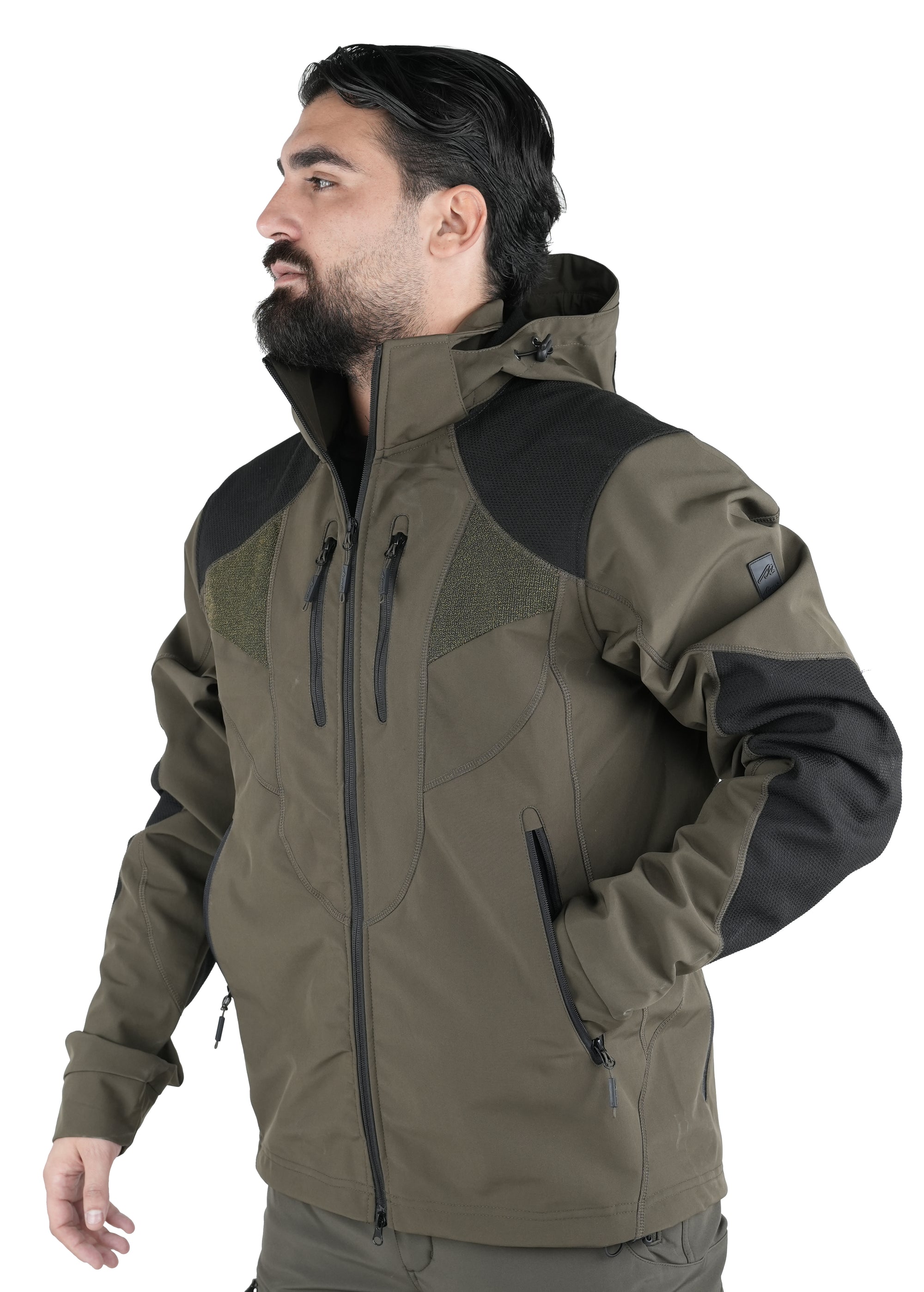 Giacca Masseria Caccia Softshell New 48 Verde/Arancio Fluo