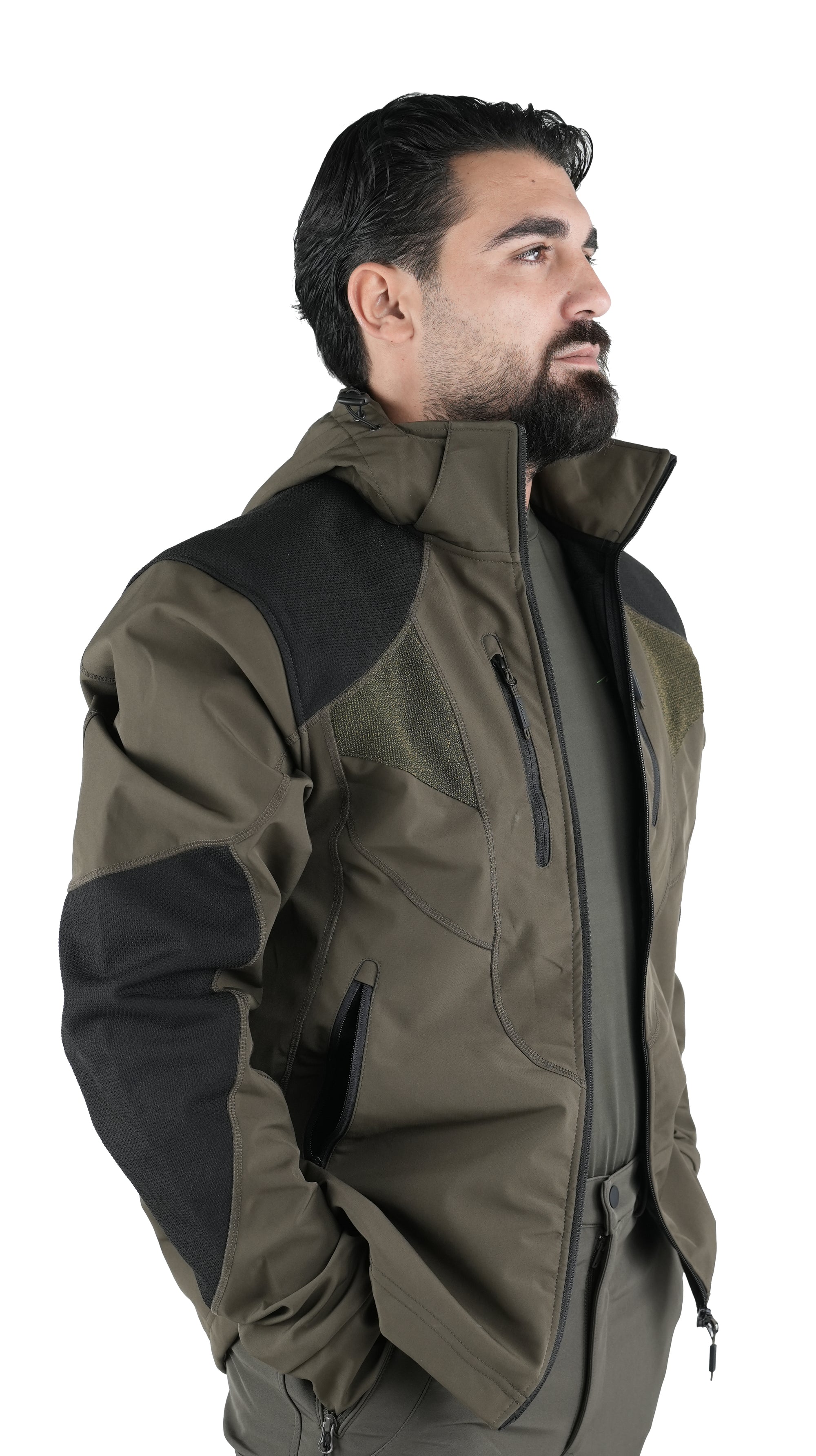 Giacca Masseria Caccia Softshell New 48 Verde/Arancio Fluo