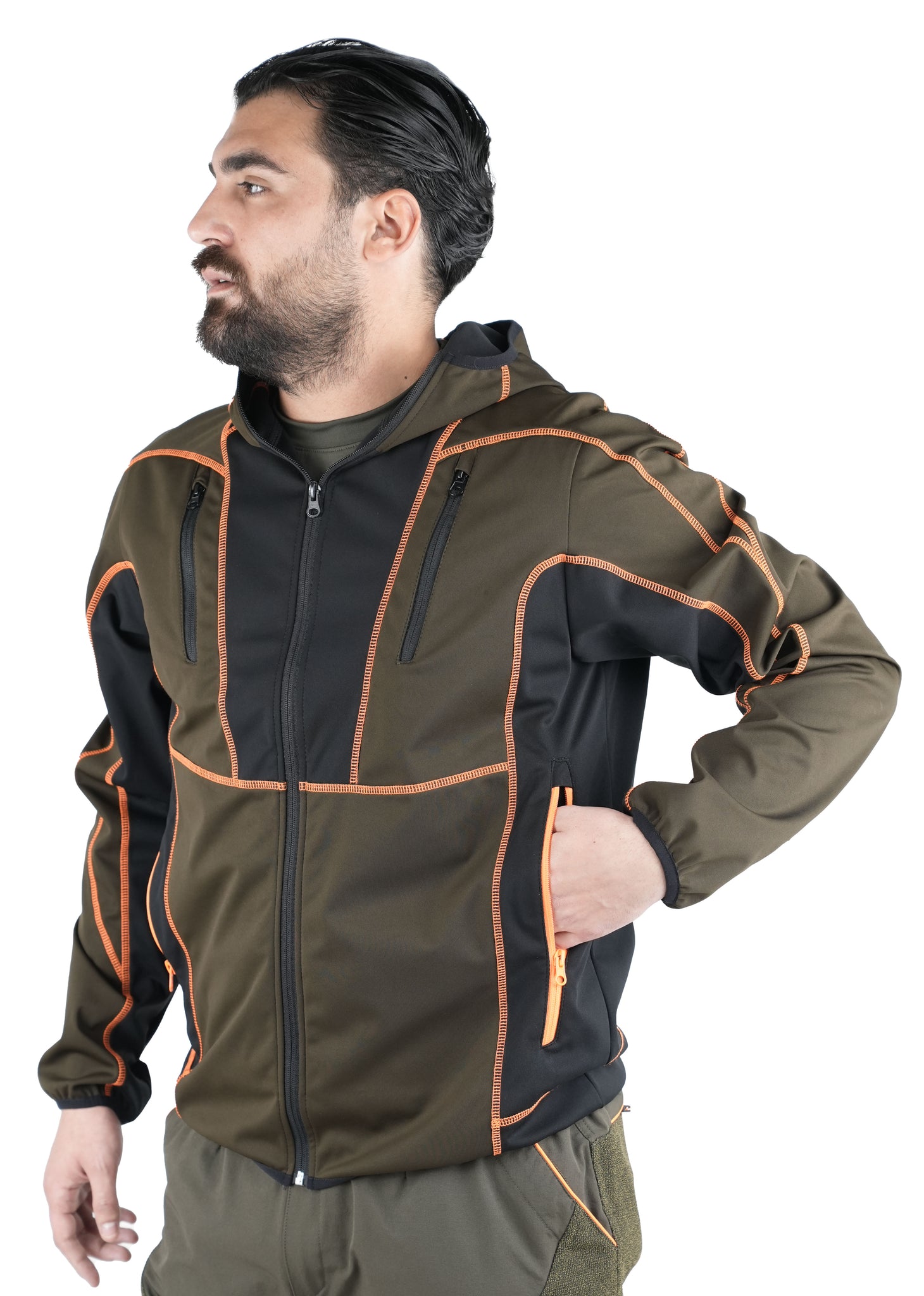 Giacca Caccia Microshell Masseria Zip Lunga 63New Arancio Fluo