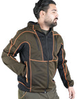 Giacca Masseria Microshell Zip Lunga New 63 Verde/Arancio Fluo