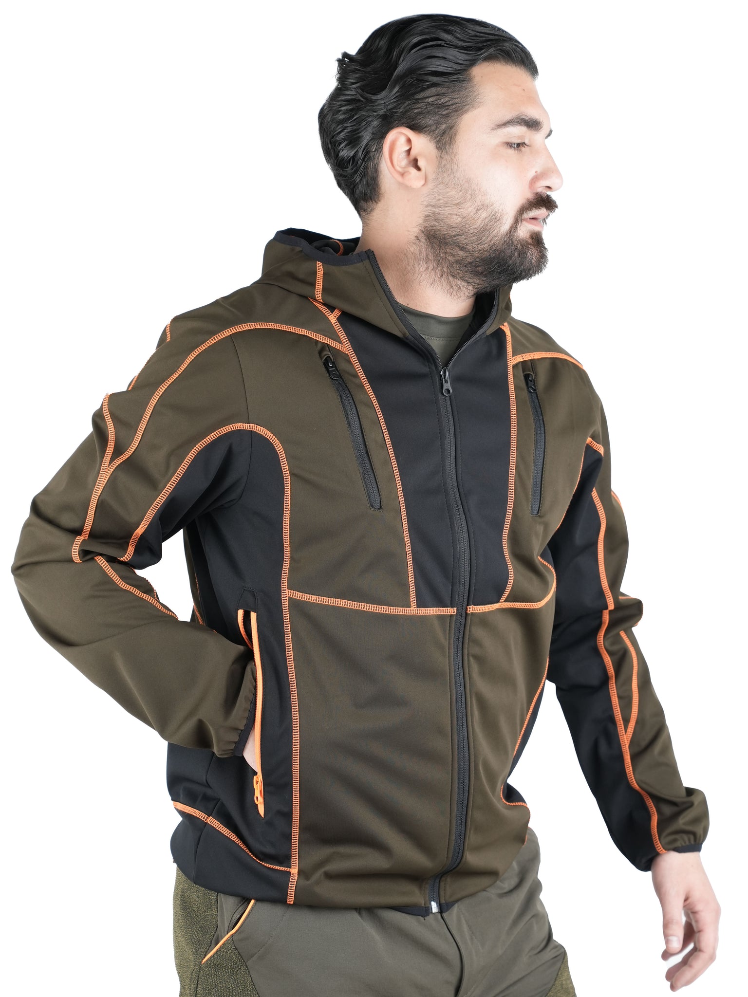 Giacca Caccia Microshell Masseria Zip Lunga 63New Arancio Fluo