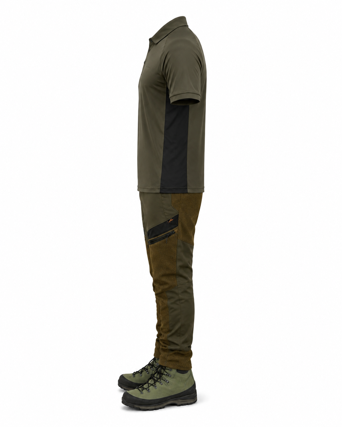 Completo da Caccia Masseria M73New + M75 - Polo + Pantalone Verde/Arancio Fluo
