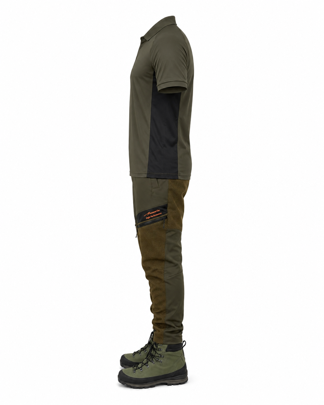 Completo da Caccia Masseria M73New + M75 - Polo + Pantalone Verde/Arancio Fluo