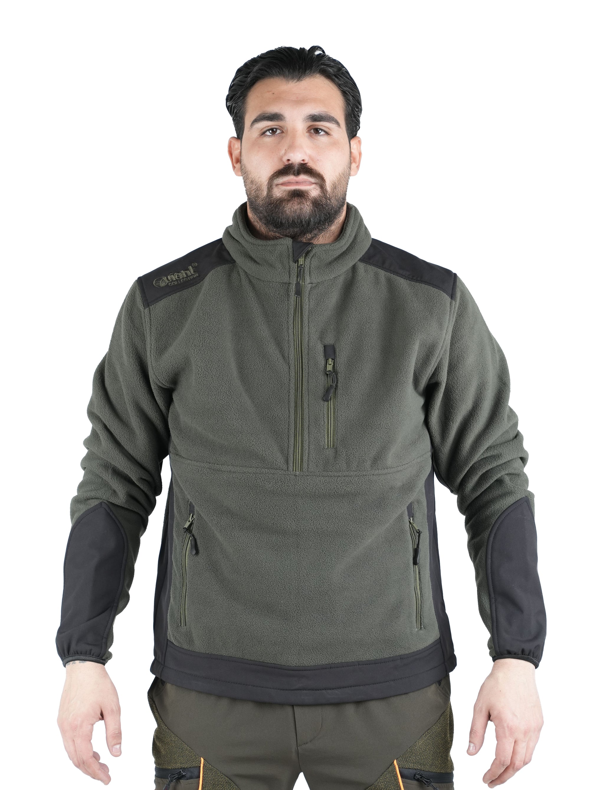 Pile Vient Mezza Zip Con Rinforzo New 12 Verde/Nero