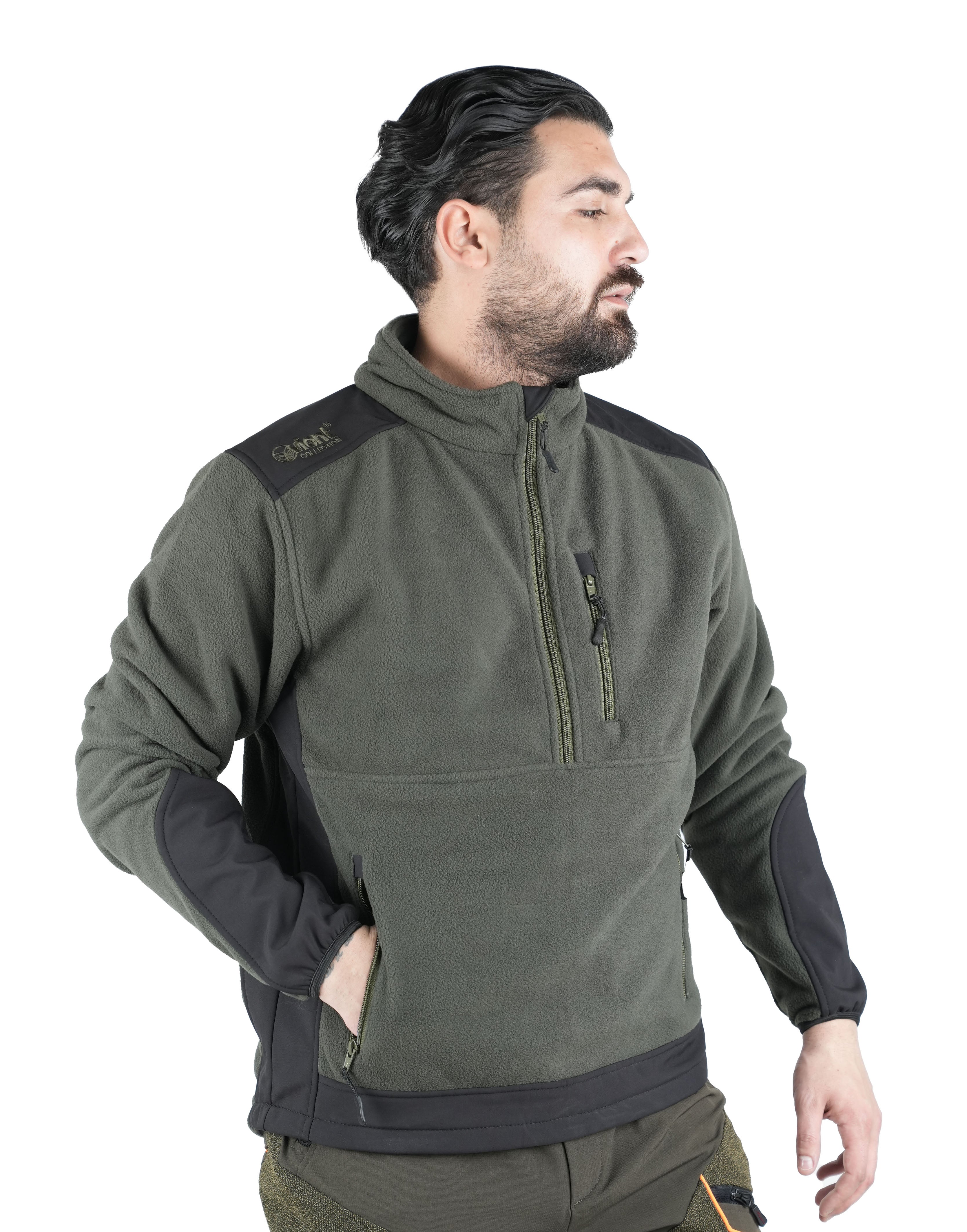 Pile Vient Mezza Zip Con Rinforzo New 12 Verde/Nero – Caccia Megastore
