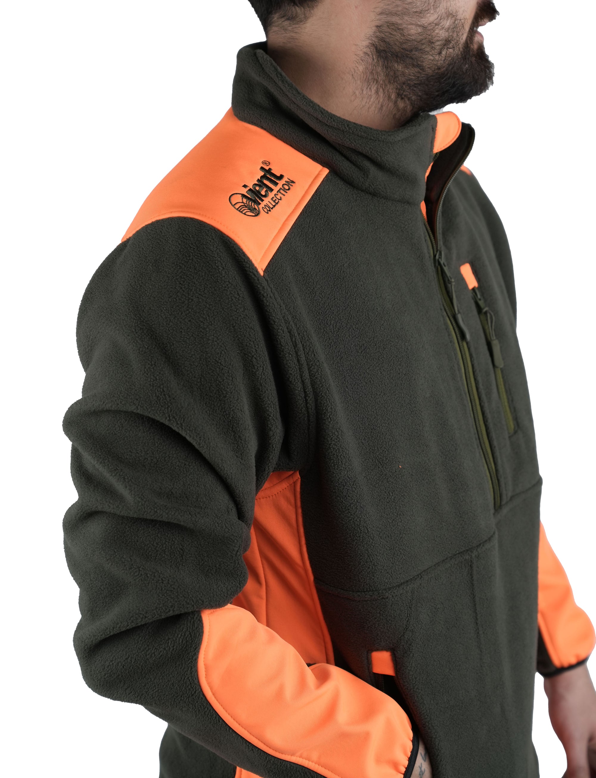 Pile Vient Mezza Zip Con Rinforzo New 12 Verde/Arancio