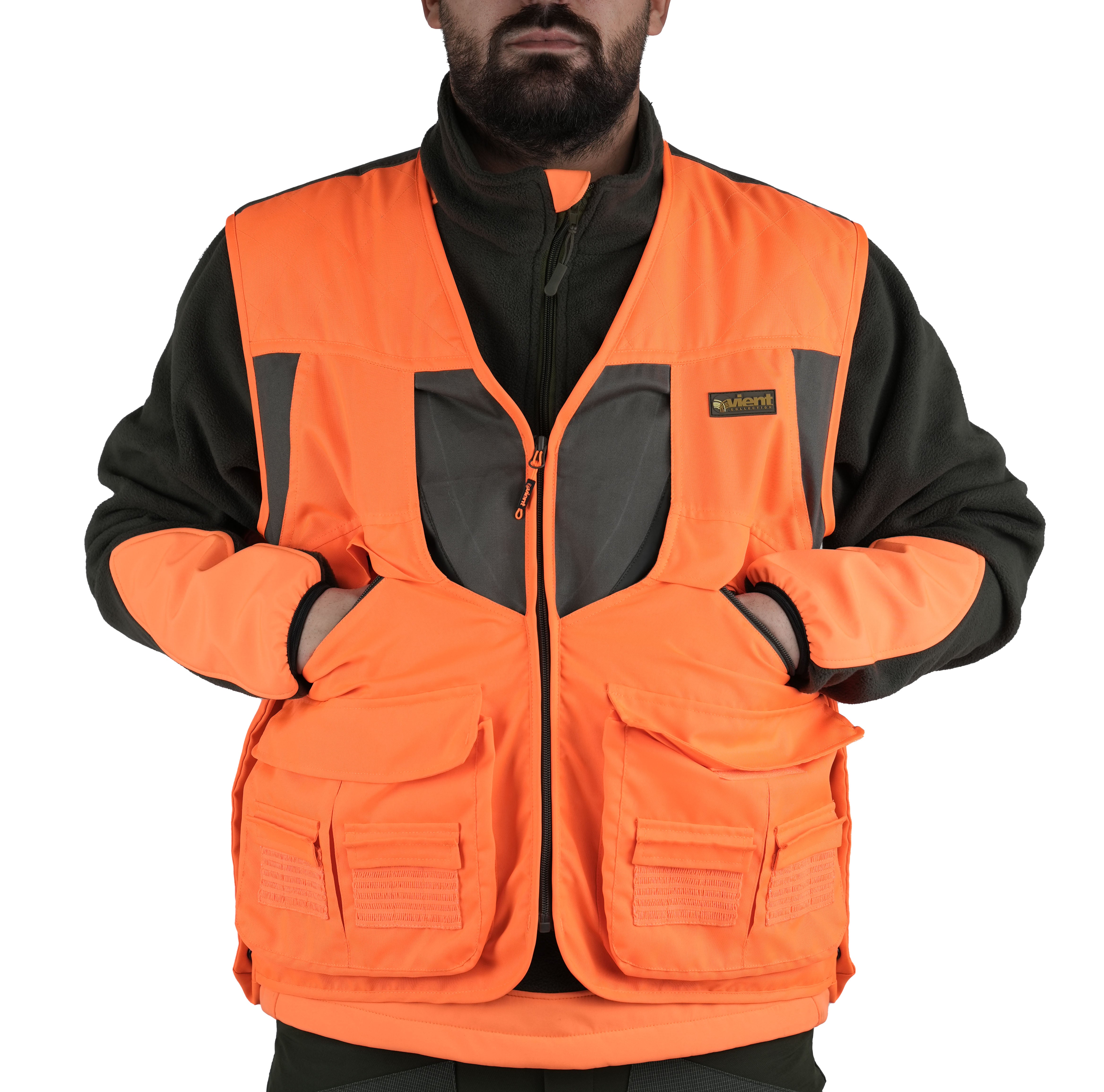 Avizon Gilet Da Caccia Uomo - Arancione Fluorescente E Mimetico, Leggero, Con Cerniera, Taglie Grandi